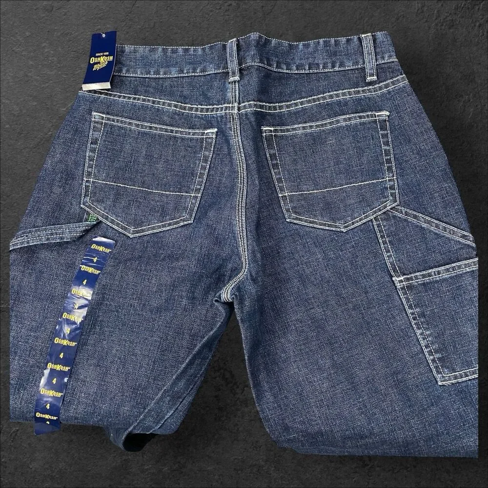 OshKosh B'gosh‎ Blue Denim Carpenter Jeans Boys Size 4 NWT MSRP $34